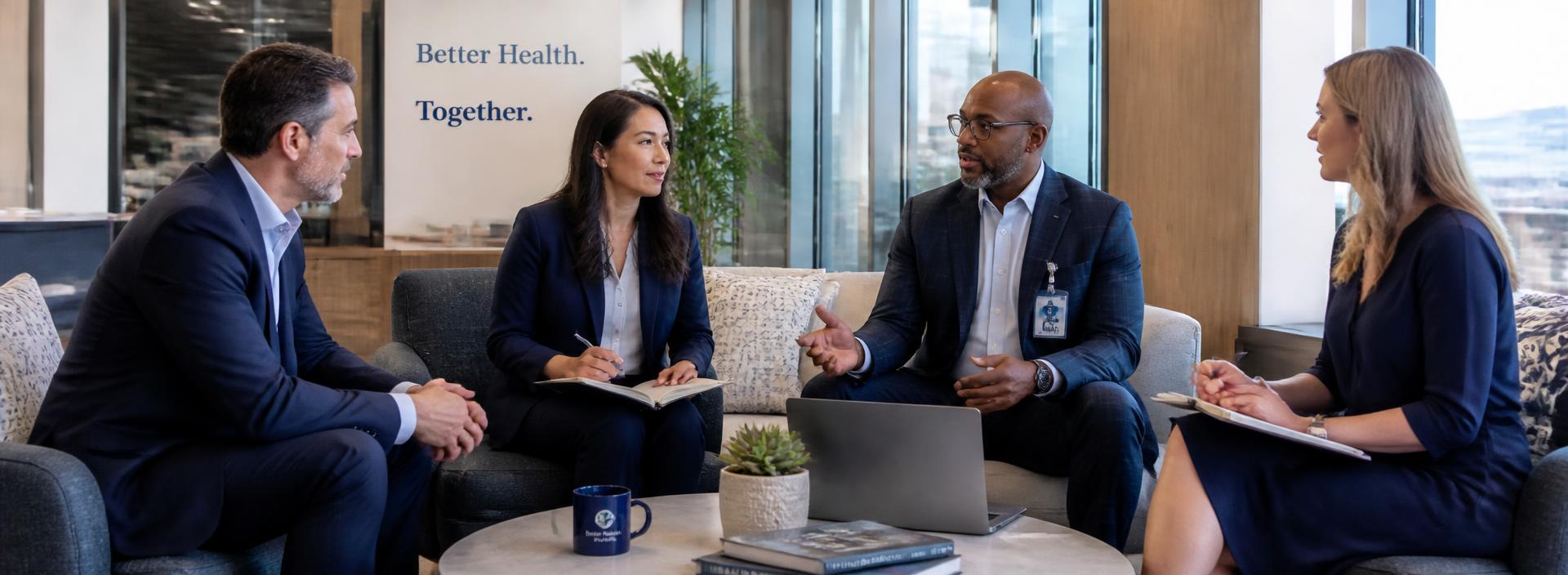 Healthcare leaders in a strategy discussion